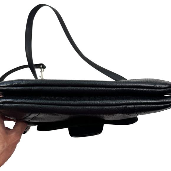 Solace Artsy Art To Wear Black Pebbled Buttery Soft Leather Boho Purse - Picture 6 of 14